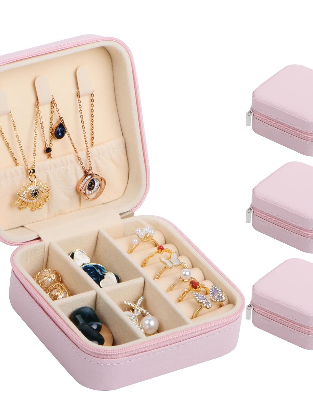 Compact Pink Travel Jewelry Case